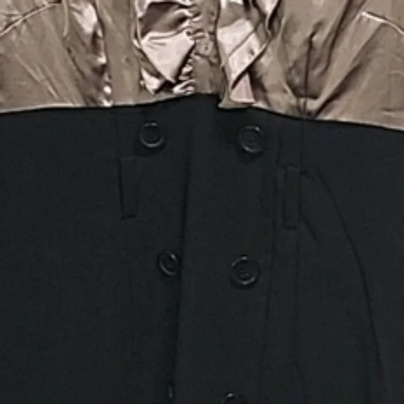 Faux Skirt and Blouse Look Knee Length Dress in Tan Satin & Black size 8 - Picture 8 of 10